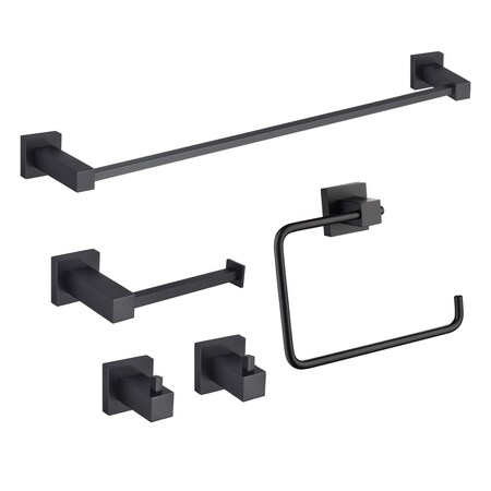 Kibi Cube 5-Piece Bathroom Hardware Set C-KBA15-5MB-1